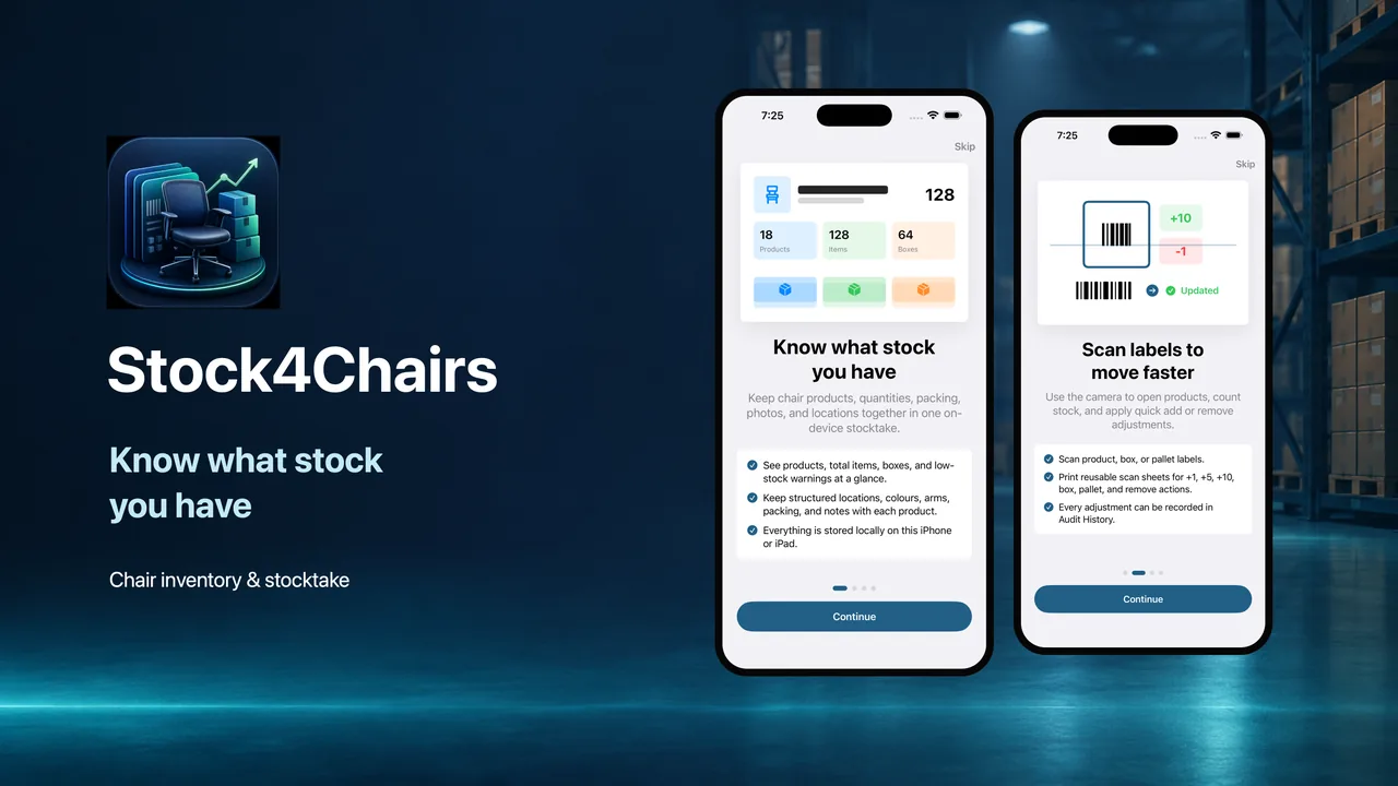 Stock4Chairs app showcase