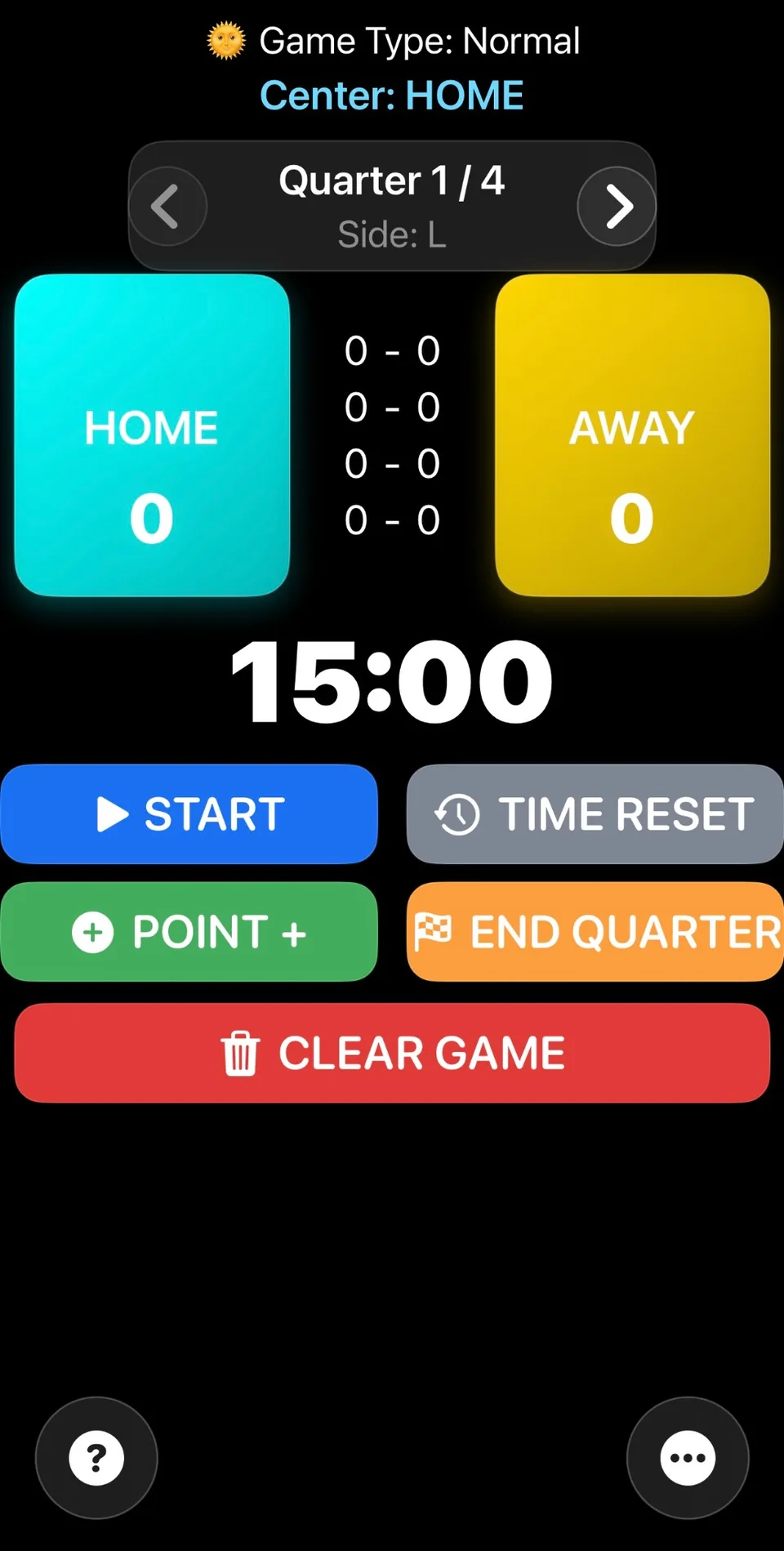 Netball Scoreboard app screenshot